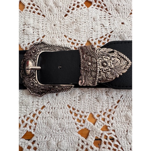 Double Trouble Black Western Belt Sz S/M - Picture 4 of 7